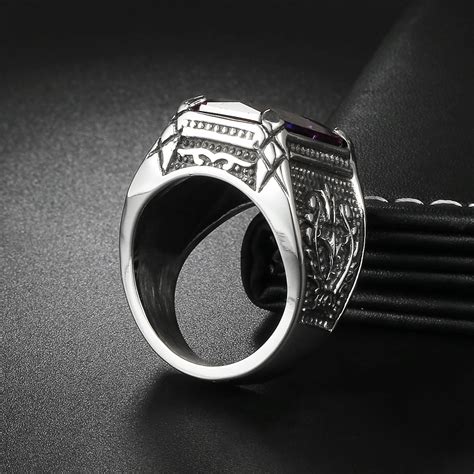 Jiayiqi Vintage Cz Stone Mens Rings Punk Style 316l Stainless Steel