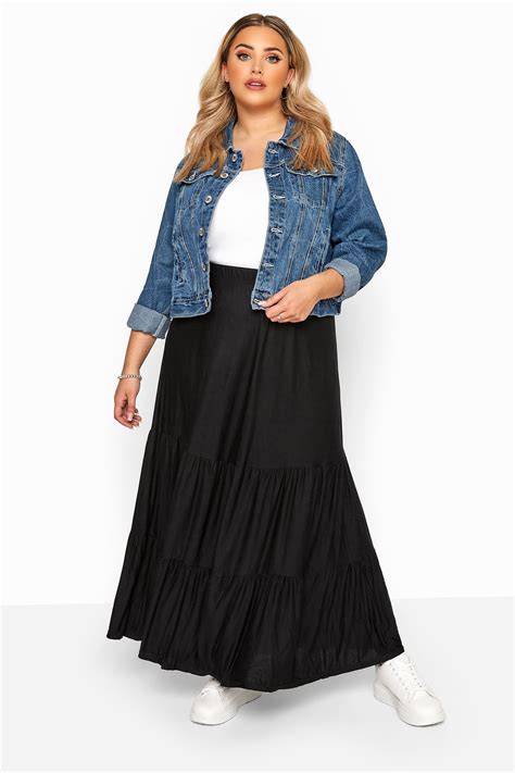 Black Tiered Maxi Skirt Yours Clothing