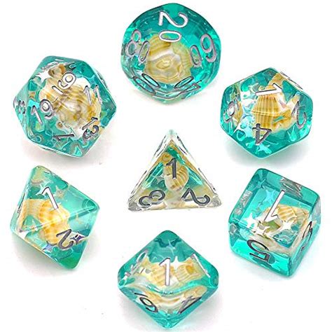 Cusdie Green Shells Dice Set Polyhedral Conch Dice Sets For Dungeons