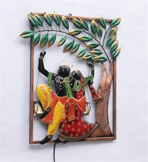 Radha Krishna Indian Metal Art Wall Hanging Handmade Showpiece Etsy