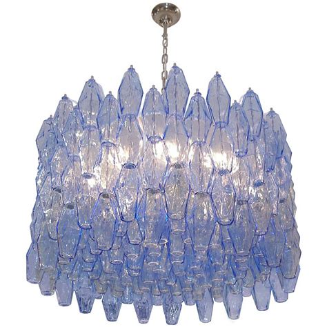Polyhedral Blue Glass Chandelier Lighting Inventory