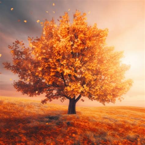 Premium Ai Image Yellow Autumn Tree