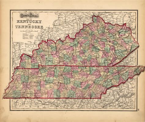 Grays Atlas Map Of Kentucky And Tennessee Art Source International