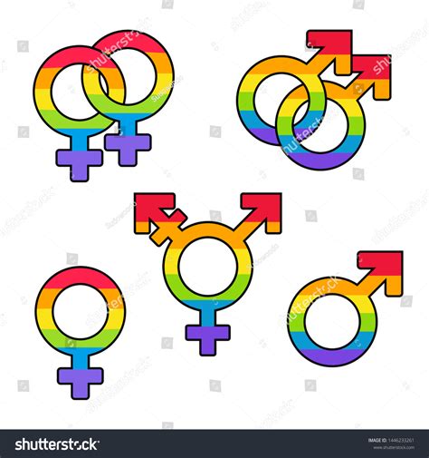 Gender Symbols Lgbt Pride Rainbow Flag Stock Vector Royalty Free 1446233261 Shutterstock