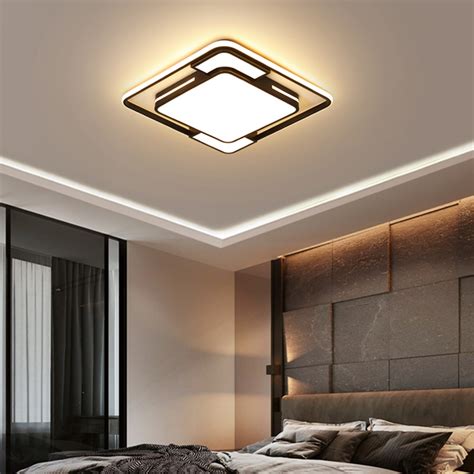 Modern Led Ceiling Light With Remote Black Dimmable Lamp