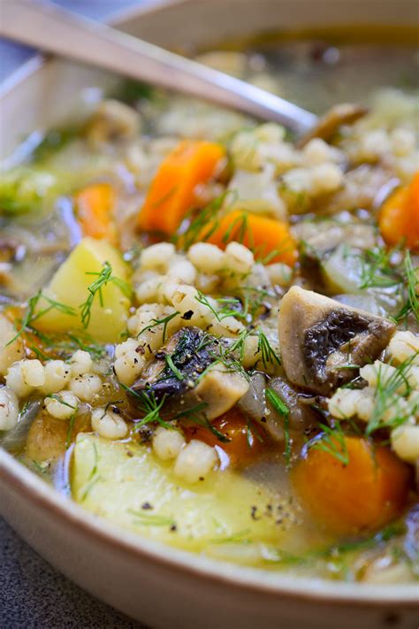 Vegan Mushroom Barley Soup | Cilantro and Citronella