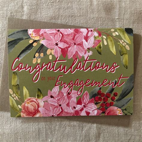 Congratulations Engagement Card Pink Paddock Store