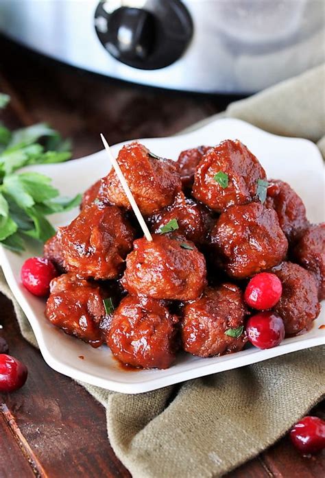 Slow Cooker Cranberry Meatballs The Kitchen Is My Playground
