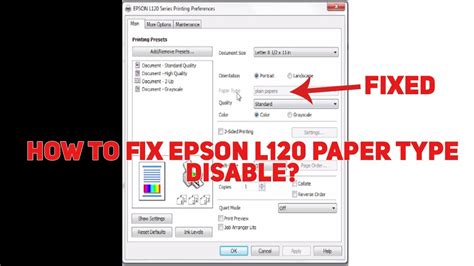 How To Fix Epson L120 Paper Type Disable Fixed YouTube