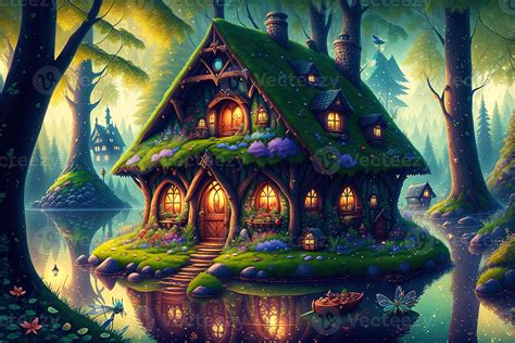 Fantasy House Fairy Tale Little Cottage In Magical Forest By Ai