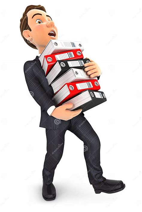 3d Businessman Overworked Stock Illustration Illustration Of Binder