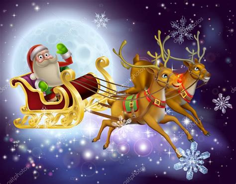 Santa Claus Trineo Escena De Navidad — Vector De Stock © Krisdog 35311043