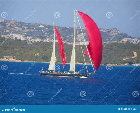 Red Sails Yacht Stock Image Image Of Idyllc Daytime
