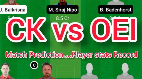 Ck Vs Oei Dream Prediction Fantasy Cricket Tips Dream Team