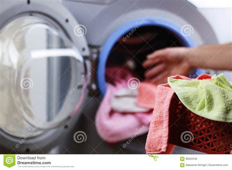 Put Cloth In Washer Stock Photo Image Of Door Housework 90022548