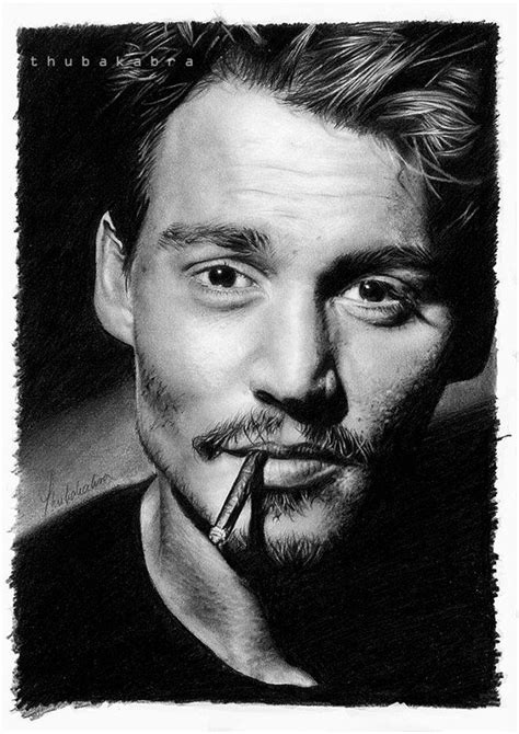 Johnny Depp Print Johnny Depp Pencil Portrait Poster Black Etsy