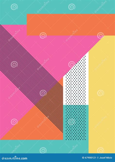 Abstract Retro 80s Background With Geometric Shapes And Pattern