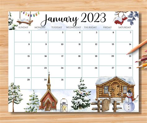 Free Editable January 2023 Calendar