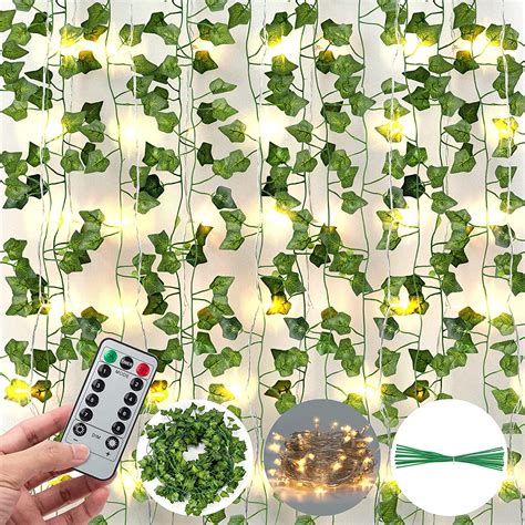 84 ft 12 pcs artificial ivy garland fake plants vine hanging garland with 200 led string light