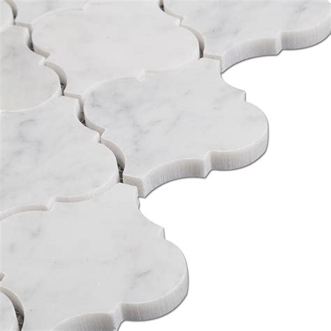 Italian Carrara White Marble Arabesque Mosaic Tile Diflart