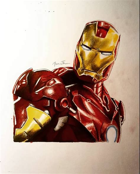 Original Pencil And Markers Drawing Of Iron Tony Marker Drawing Marvel