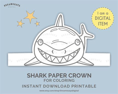 Download Shark Headpiece Diy Printable Shark Paper Hat For Etsy New