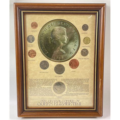 Framed Coin Set The Pre Decimal Coinage Of Queen Elizabeth Ii