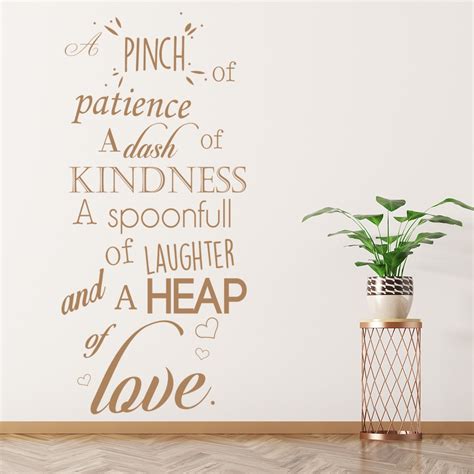 Patience Kindness Laughter Love Recipe Wall Quote Wall Sticker Kitchen