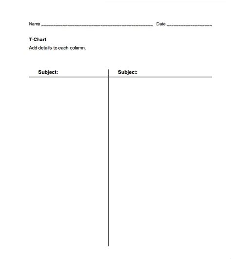 Free 7 Sample T Chart Templates In Pdf Ms Word