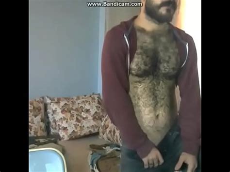 Turkish Hariy Chest Playing With His Bulge Through Jeans
