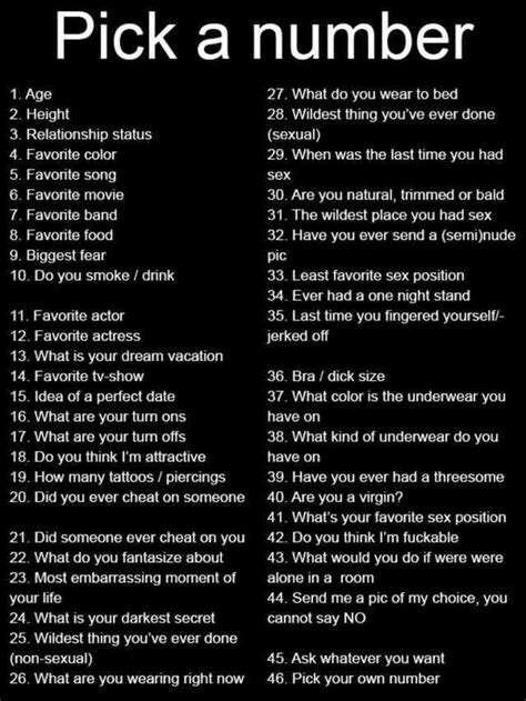 Kind Of A Fun Idea Pick A Number Ill Answer And Ask One Back