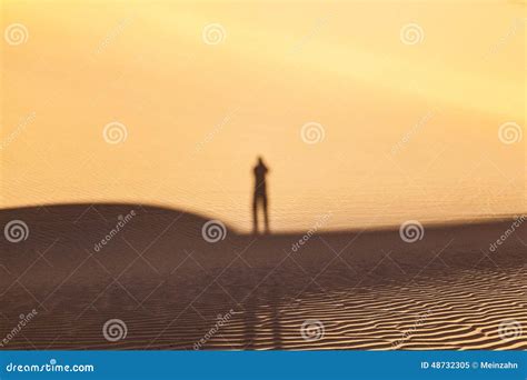 Shadow Of A Man In The Desert Stock Image Image Of Background
