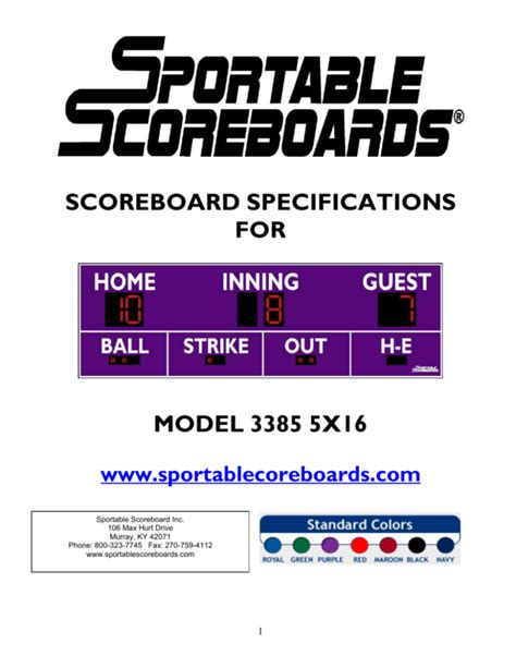 Sportable Scoreboard Inc 106 Max Hurt Drive Murray Ky 42071