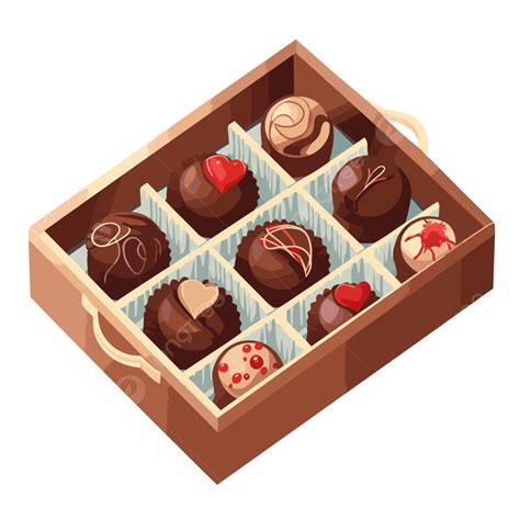 Box Of Chocolates Vector Sticker Clipart In A Wooden Box With