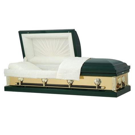Titan Reflections Series Hunter Green Steel Casket With White