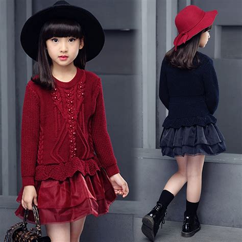 Girls Sweater Dresses Winter Autumn Casual For Age 5 6 7 8 9 10 11 12
