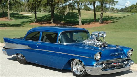 1957 Chevrolet Chevy Bel Air Pro Street Street Rod Hor Blue