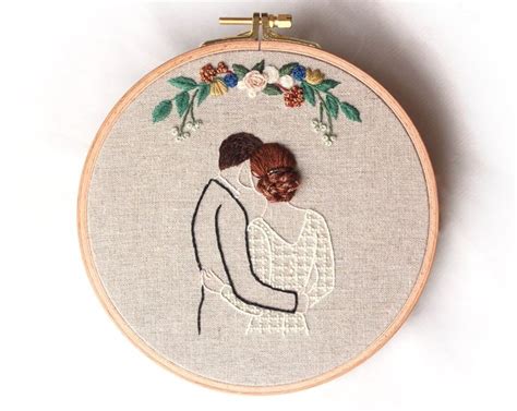 Custom Wedding Embroidery With 16cm Hoop Embroidery Art Hoop Etsy Embroidery Hoop Art