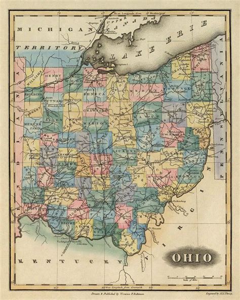 Old Map Of Ohio Fine Giclee Reproduction Of Ohio Map Available On