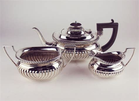 3 Pc Tea Set Birks Epns Teapot Sugar And Creamer Silver Silverplate