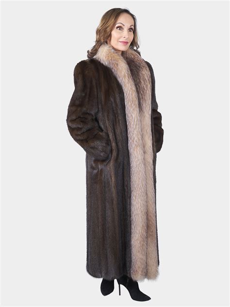 Mahogany Mink Fur Coat With Crystal Fox Estate Furs