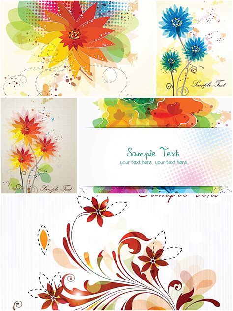 Check spelling or type a new query. Bright floral card set vector | Free download