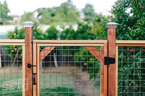 I also grow organic fruit and vegetables in my kitchen garden at home and keep jumbo coturnix quail for organic fresh eggs. Redwood Fence With Hogwire Mesh