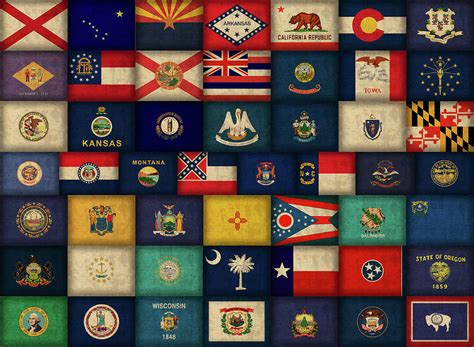 All Fifty States Of The United States Flags Art Mixed