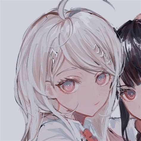 Two Anime Girls With Long Hair And Blue Eyes Are Looking At Something In The Distance