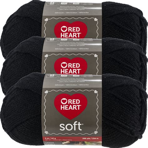 Red Heart Soft Yarn Black Multipack Of 3