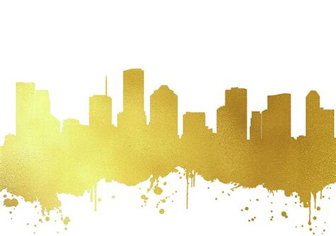 Houston Skyline Gold Ii Digital Art By Erzebet S Fine Art America