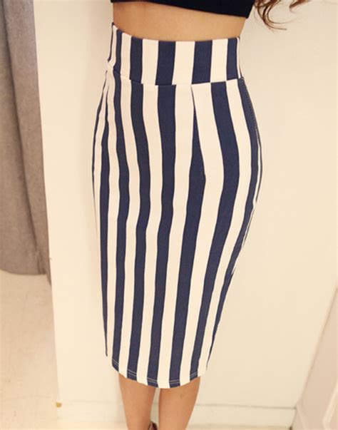Dabagirl Striped Midi Hem Line Skirt Kstylick Latest Korean Fashion K Pop Styles