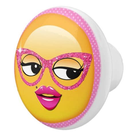 Emoji Flirty Girl Id227 Ceramic Knob Zazzle