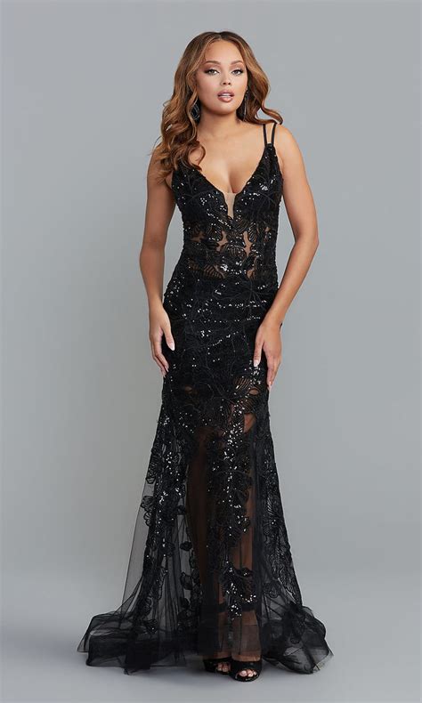 Long Sequin Embroidered Prom Dress Promgirl